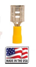 500 12-10 Ga. YELLOW VINYL QUICK DISCONNECT FEMALE 1/4" CONNECTOR Made in USA