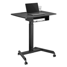 Laptop Desk Height Adjustable Wheels Drawer Sit Stand Home Office Portable Solid