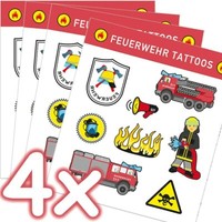 Feuerwehr Tattoo Xxl Set - 32 Tattoos Kinder Geburtstag Kindertattoos Mitgebsel