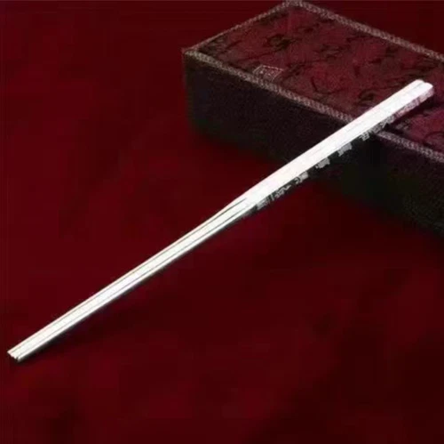 Certified 70g Solid 999 Sterling Silver A Pair Chopsticks Family - Picture 13 of 13