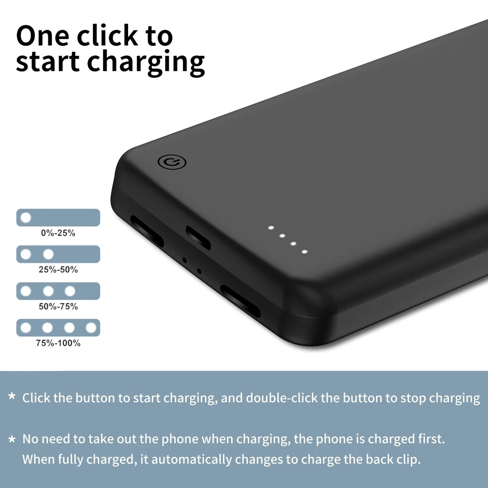 For Google Pixel 6 Wireless Charging Battery Case Charger Case Power Bank 10000 - Image 3 of 4