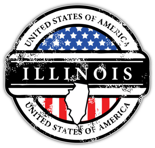 Illinois USA State Emblem Car Bumper Sticker Decal "SIZES'' 