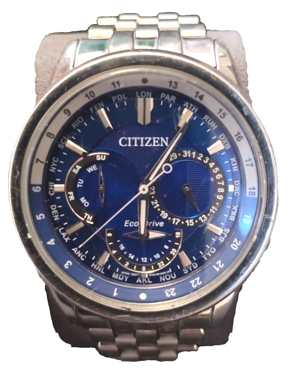 Citizen Eco-Drive Blue Face Stainless Steel Men's Watch 8729 Nice