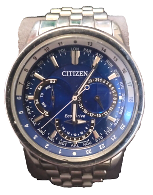 Citizen Eco-Drive Blue Face Stainless Steel Men's Watch 8729 Nice