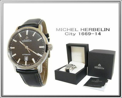 Michel Herbelin City 1669-14 Swiss Made Automatic Leather Belt Men's Watch  | eBay