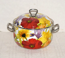 Pioneer Woman 4Qt Enamel Steel Dutch Oven Pot Floral Garden with Lid