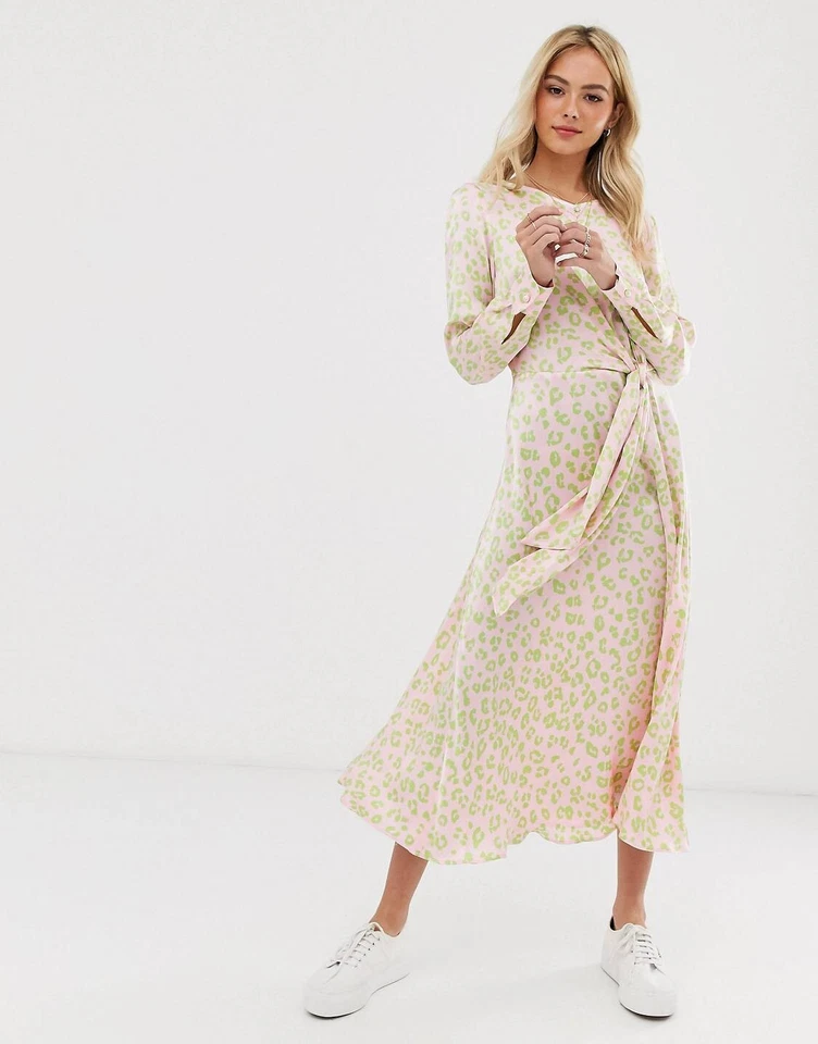 Vestido Ghost London Rosa Verde Leopardo Peligro Maculate Cheetah Print S AU8... - Imagen 3 de 4