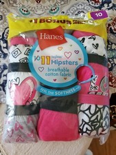Hanes Girls 10 Pack Tagless Hipsters Size 10