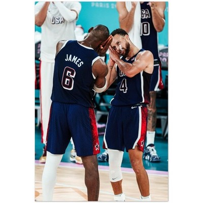 LeBron James and Stephen Curry Team USA Basketball Celebration Poster