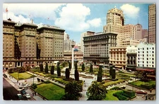 Postcard Vintage Union Square San Francisco Color