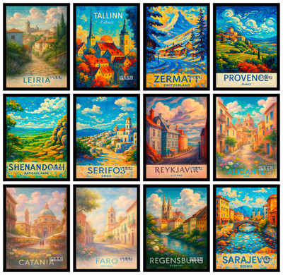 Historische Städte Reise Poster Druck | Vintage Skyline Wandbild Wohndeko