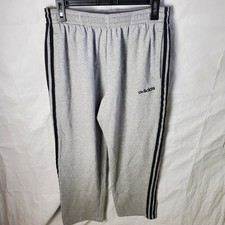 Adidas Sweatpants Mens L Gray 3-Stripe Fleece Jogger Pants Training GF5500