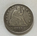 1858 SEATED LIBERTY QUARTER OLD US TYPE COIN Circulated Average Condition