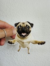 Pug Sticker Car Bumper Decal Cute Pug Jumping Dog