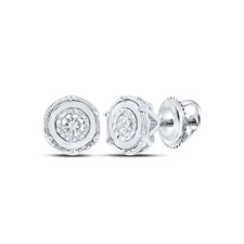 10K White Gold Womens Round Diamond Cluster Earrings 1/8 Cttw