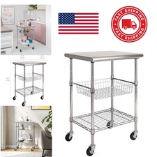 Commercial Work Table Utility Cart Stainless Steel Top 24 Inch Wide 20 Inch Deep