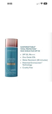 Colorescience Sunforgettable Face Shield SPF 50 PA++++ Zinc Oxide 1.8 fl oz Tan