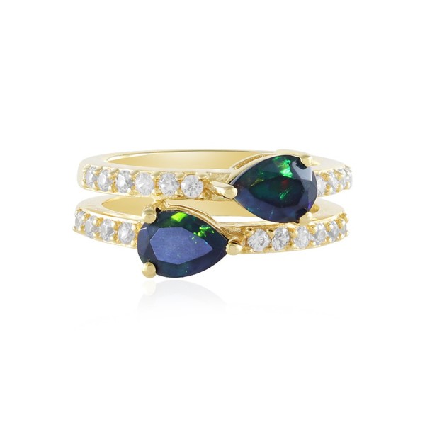 Cavill Opal Ring, Vergoldet 925 Sterling Silber, Tropfen Zirkon, Damen--image