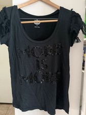 Juicy Couture Round Neck Shirt with MORE IS MORE In Sequins Womens Size m