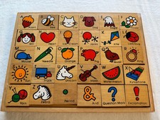 Wood Goods Alpha Tiles Pre-School Wooden Alphabet Set Double-sided In Tray