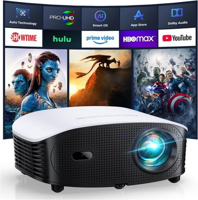 Smart Mini Projector with WiFi and Bluetooth - 1200 ANSI 4K Support, Compatible