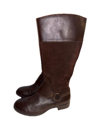 Ralph Lauren Sulita Brown Suede And Leather Harness Riding Boots Women s Sz 8.5M