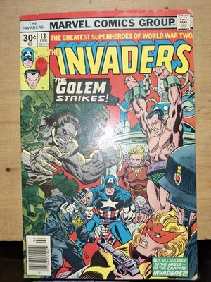 Marvel Comics 1976 The Invaders #13 Bronze Age The Golem Strikes Captain America