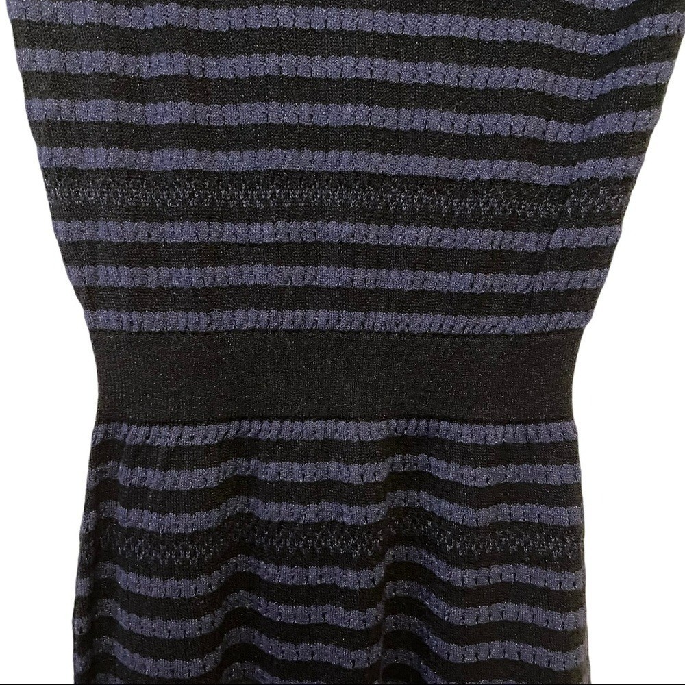 Zara Womens Knit Dress Stretch Blue Black Striped Knit Short Sleeve Size Small thumbnail 7