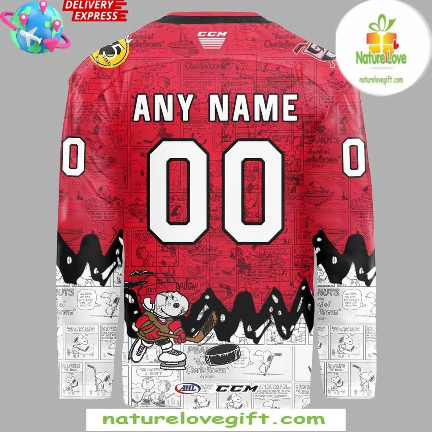 Personalized Peanuts 75th Anniversary Grand Rapids Griffins Hockey Shirt Men's