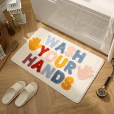 Wash Hands Microfiber Kids Bath Rug NonSlip Absorbent Bathroom Mat 20x32