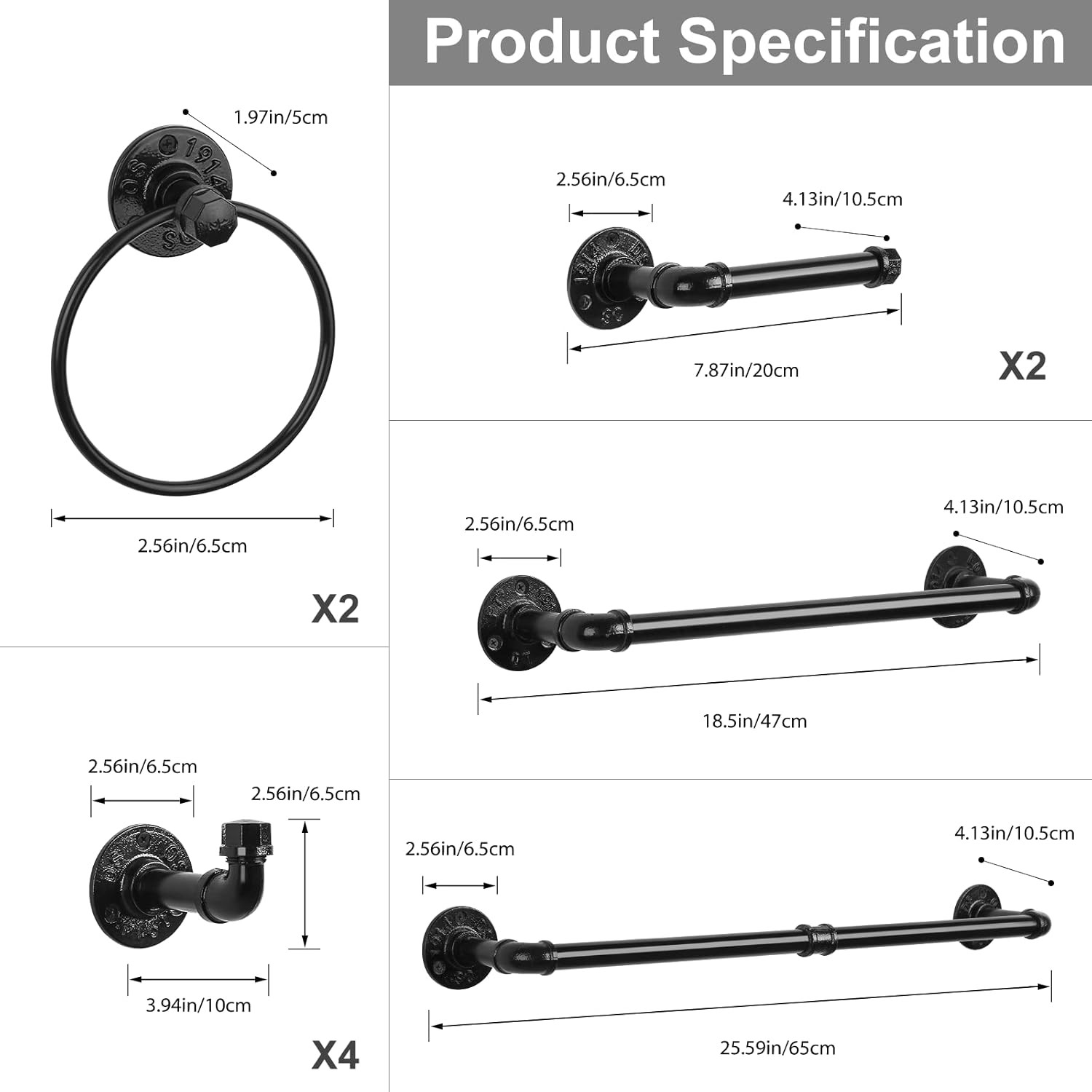 Set of 10 Bathroom Hardware Towel Ring Rack Wall Bathroom Accessory Towel Kit