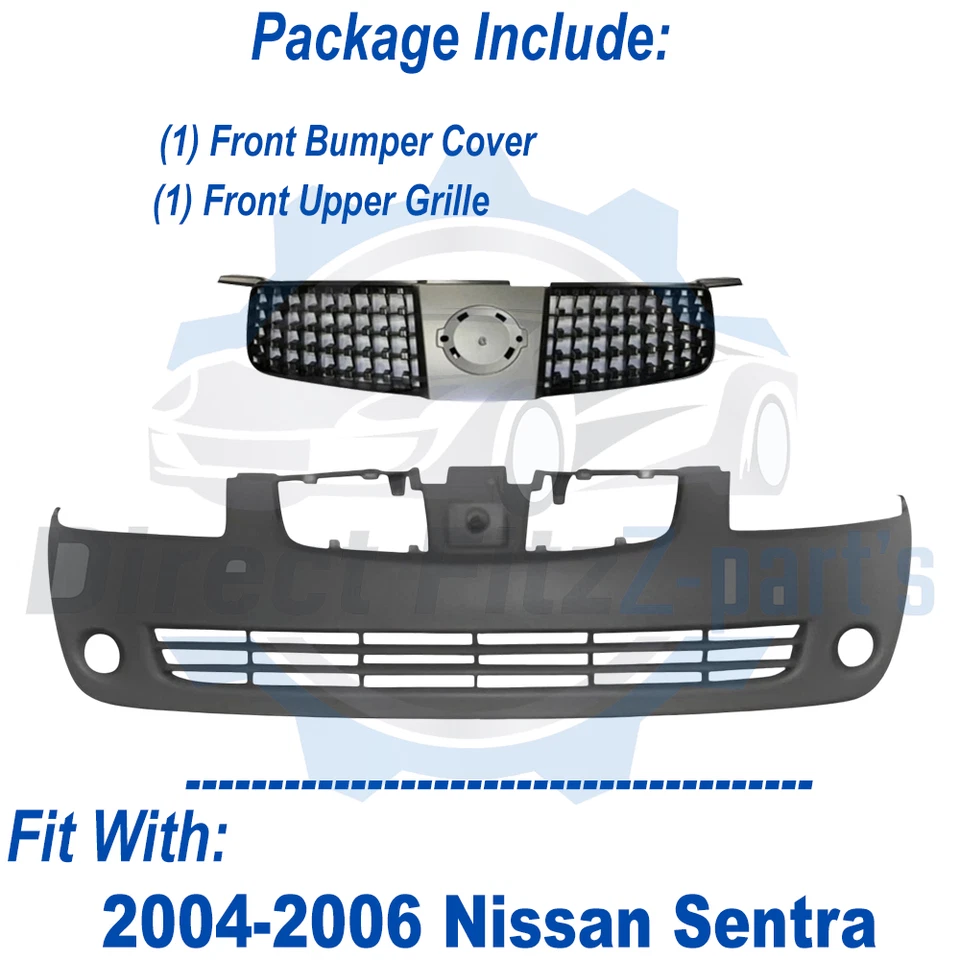 Conjunto de cubierta de parachoques delantero fascia y rejilla para Nissan Sentra 2004-2006 Foto 2 de 4