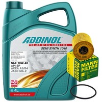MotoröL Set Addinol 10W-40 4 Liter + ÖLfilter FüR Citroen Berlingo C3 I Peugeot