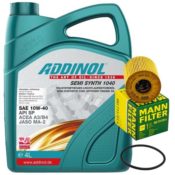 MotoröL Set Addinol 10W-40 4 Liter + ÖLfilter FüR Citroen Berlingo C3 I Peugeot-image