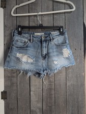 Women's Juniors Distressed Jean Shorts Waist 28" Inseam 1"