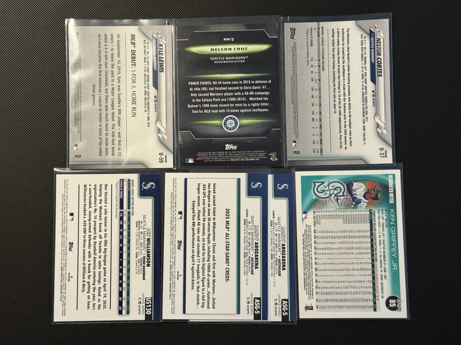 7 Card Assorted Mariners Lot, 2010-2025 Topps