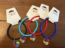 NEW CUSTOM LENGTH/COLOR One Handmade Stretch Bracelet AUTISM Puzzle Charm
