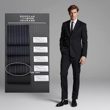 Men's Merino Wool Black Striped 2-Piece Suit 98 Wol High-Quality Wedding Attire