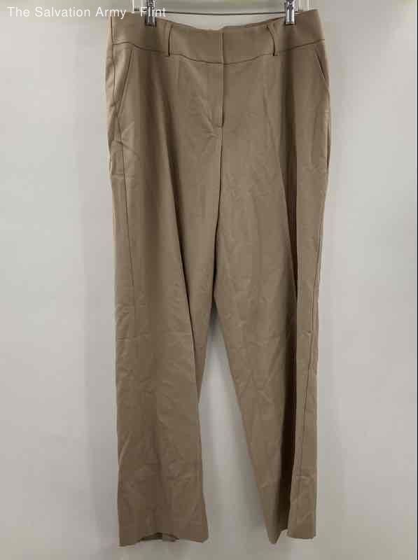 Talbots Womens Tan Flat Front Pockets Straight Leg Dress Pants Size 16W