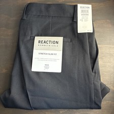Kenneth Cole Reaction Pants Mens 32x32 Black Slim Fit Stretch Flex Waistband NWT