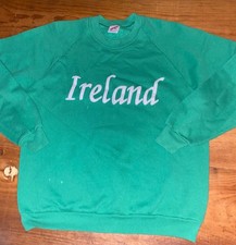 Jerzees Ireland Sweatshirt XL Green Crew Neck Vintage With Flaws Made In USA