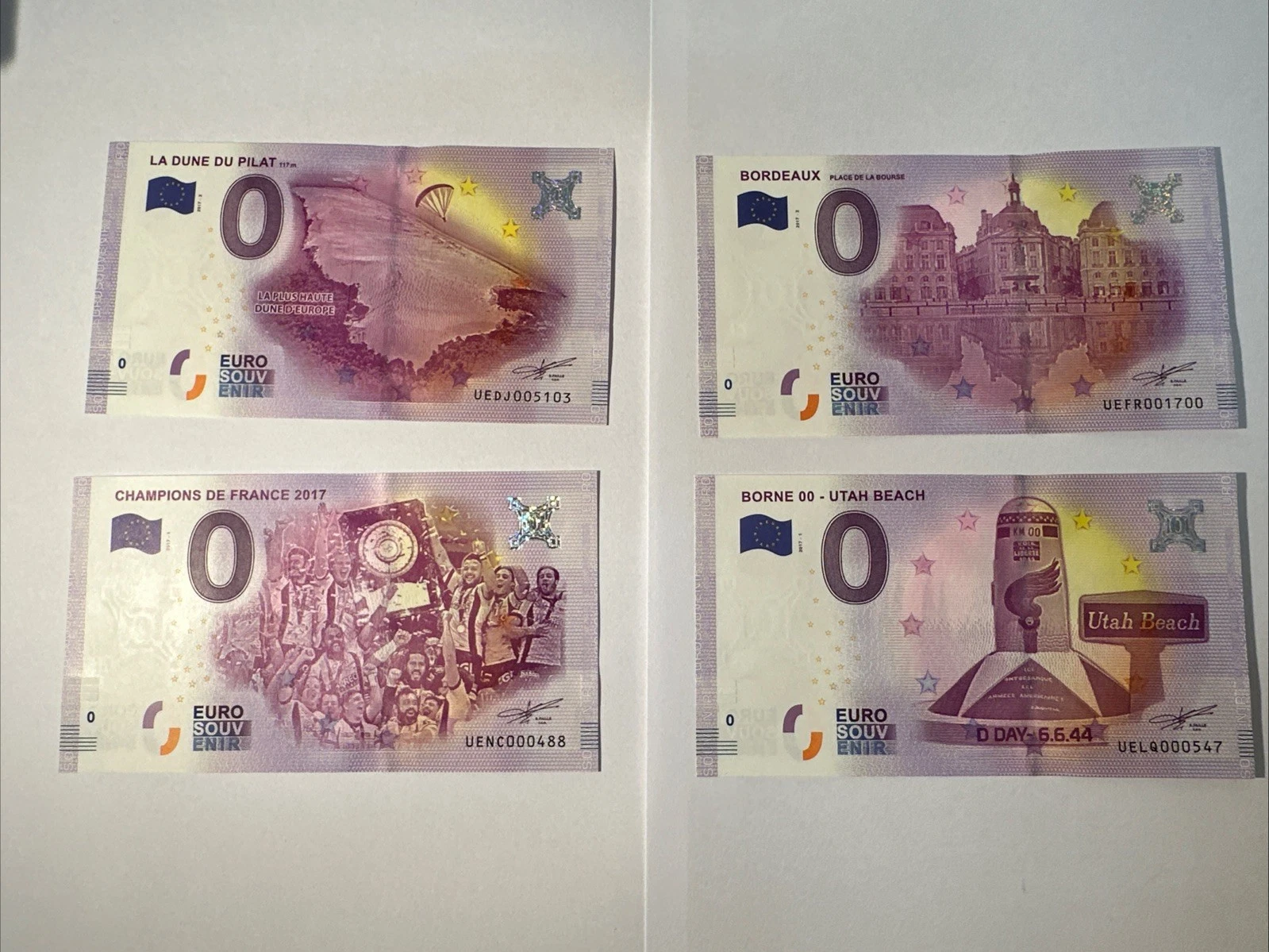 Lot 4 Billets  Zéro 0 € Euro Touristique / Souvenir 2017-1 / 2017-2 / 2017-3