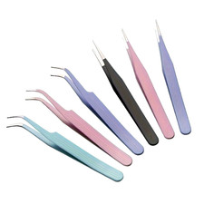 2Pcs Stainless Steel Precision Tweezers, Color Scrapbook , Straight and Curved H