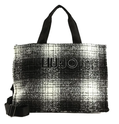 LIU JO Tote Bag L Shopper Schultertasche Tasche Check / Black schwarz weiß Neu