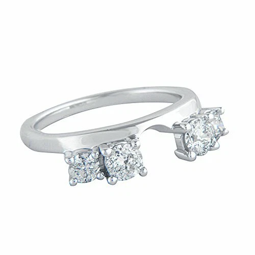 Anillo envolvente potenciador de compromiso de oro blanco de 14 quilates con diamantes reales de corte redondo de 1,00 quilates Foto 4 de 4