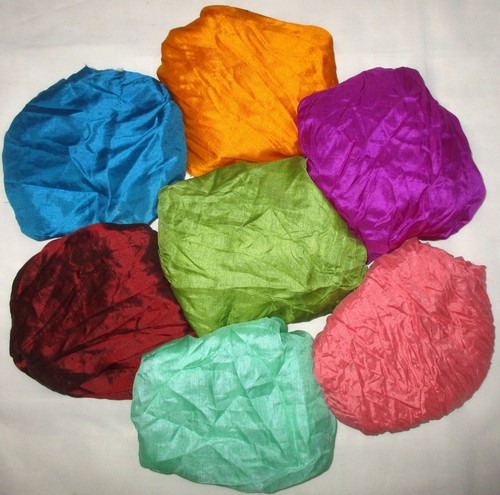 UK LOT PURE SILK Vintage Sari REMNANT Fabric 7 Pcs 1 ft CRAFT QUILT FELT JOURNAL - Picture 4 of 77