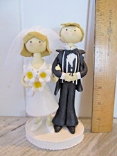 Wilton Large Whimsical Bride Groom Clay Wedding Cake Topper Real Veil Cute