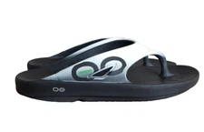 OOFOS OOriginal Sport Thong Flip Flop Sandal Black/White Men's Size 14