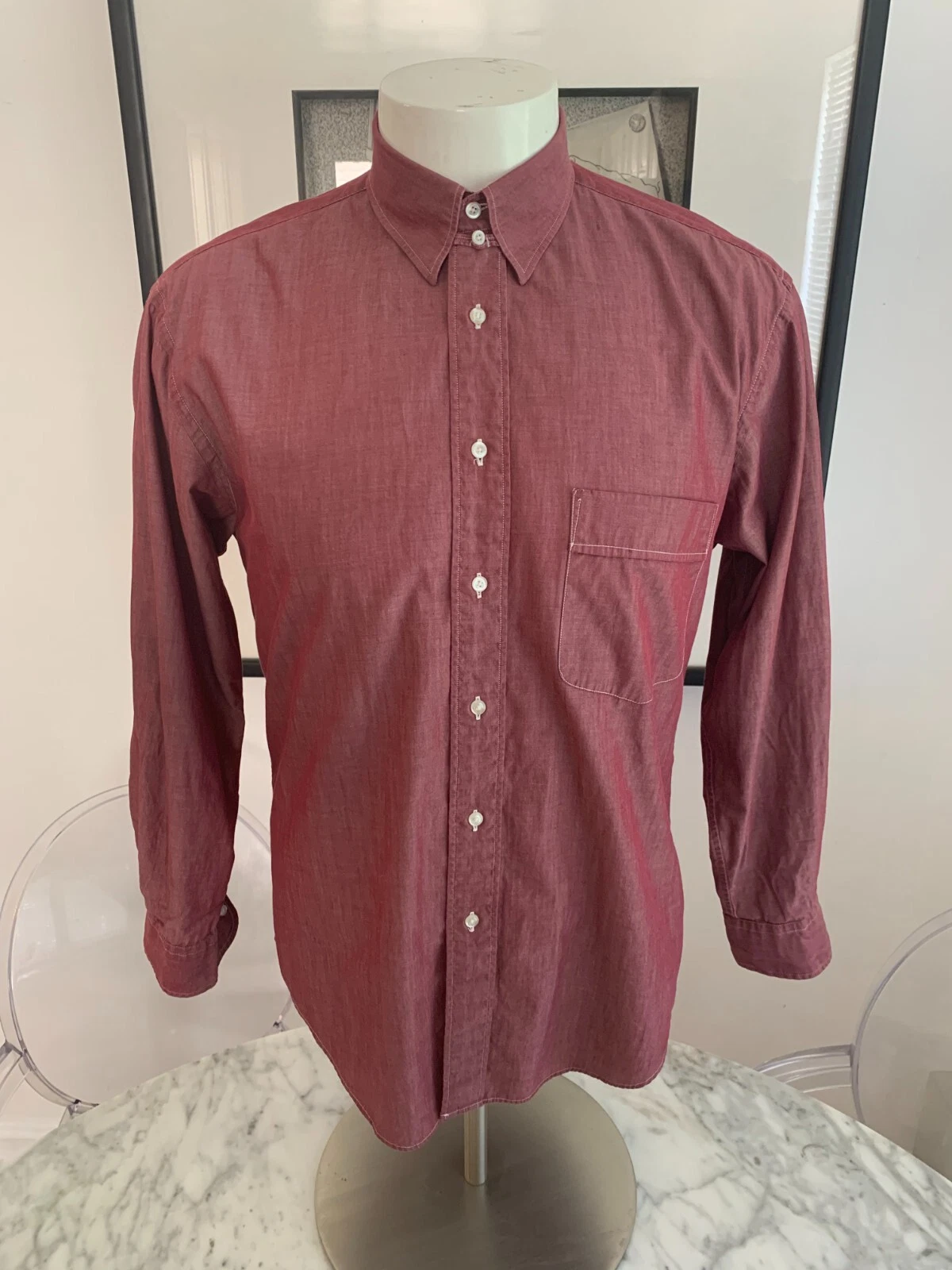 SAINT LAURENT (YSL) Camicia elegante uomo vintage YSL Yves Saint Laurent vino 15 1 2 32 33