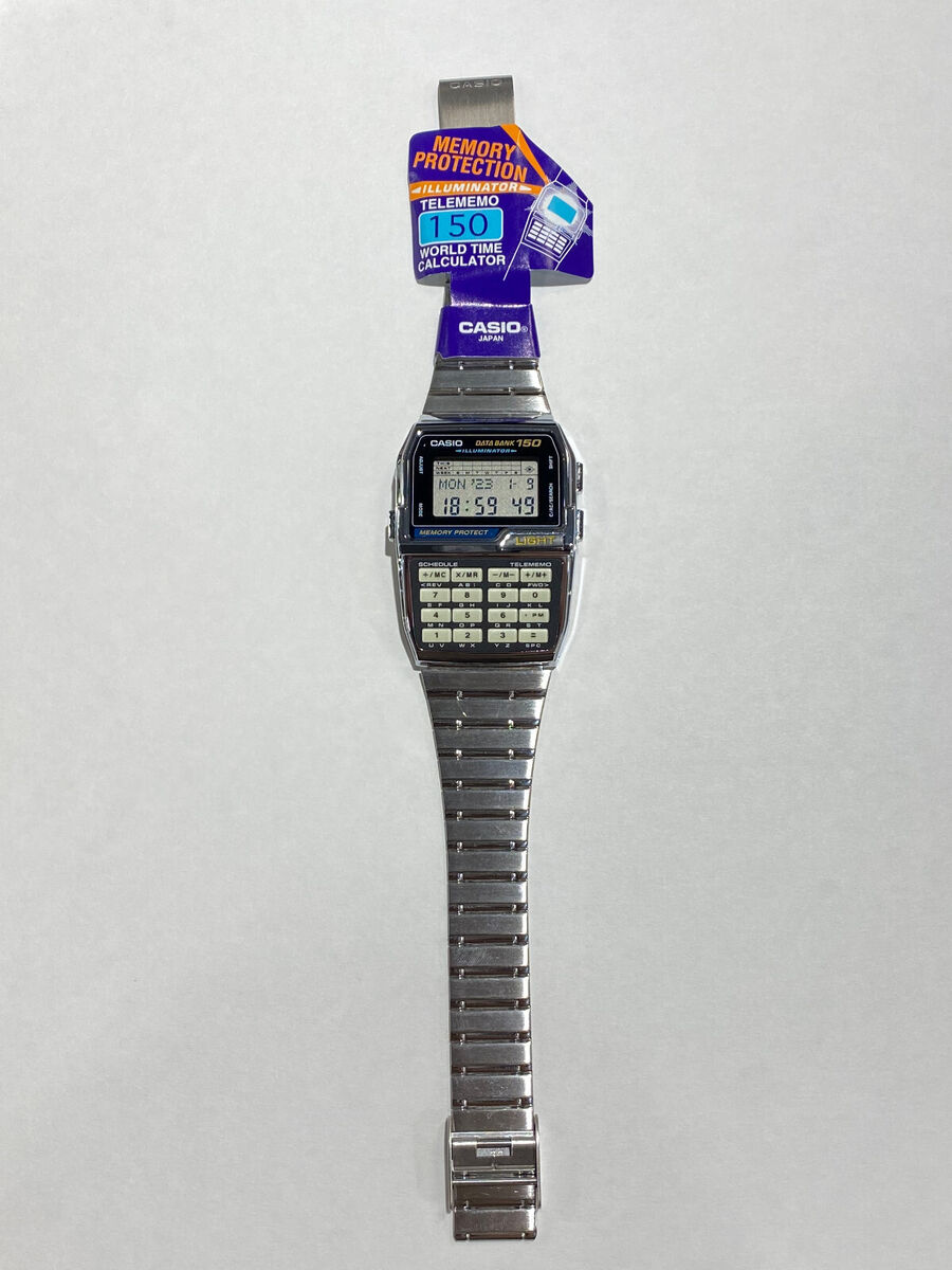 Vintage Casio DBC-1500B-1Q Databank 150 Rare Calculator Watch 90's NOS